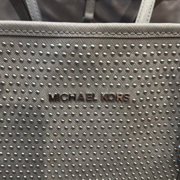 Michael Kors Staffiano Leather Tote, Light Gray with Silver Tone Hardware - Picture 2 of 6